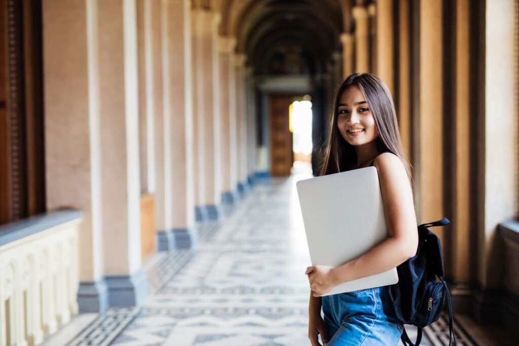 young asian student university campus with laptop 1